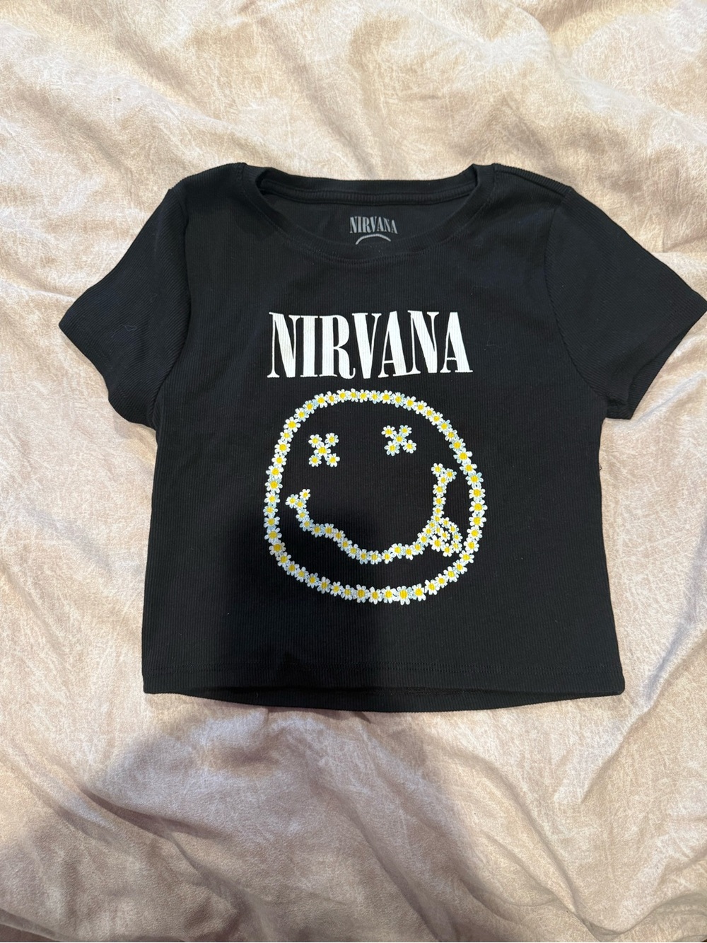 Nirvana Black Daisy Smiley Graphic Tee